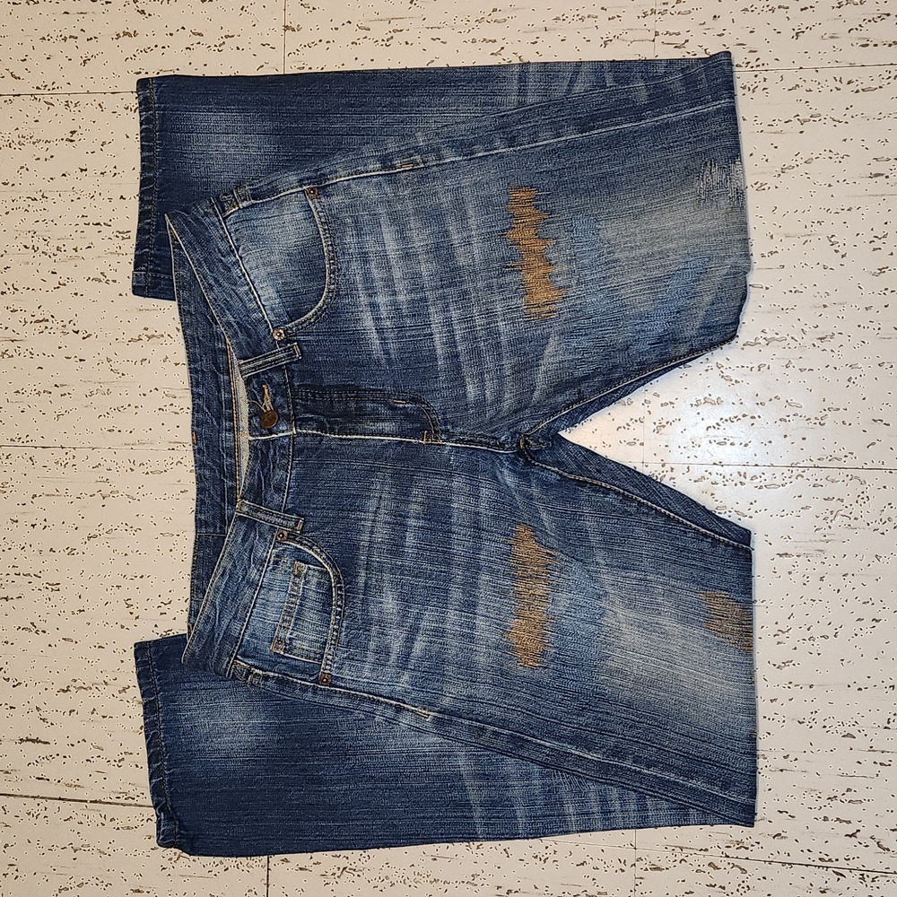 HE 75 Japanese Salvaged Denim Straight Leg Blue Fade Jeans RARE
